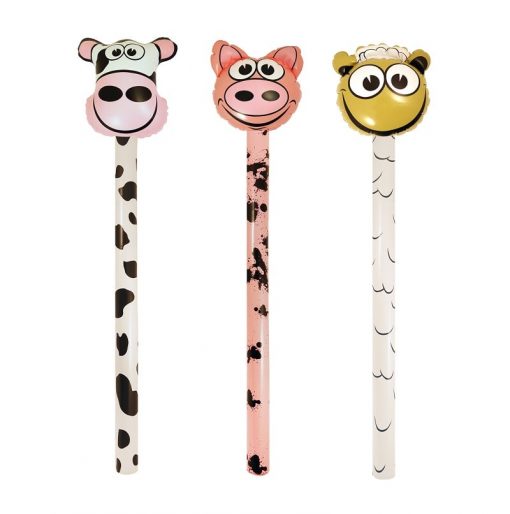 Inflatable Farm Animal Stick - Cow, Pig or Sheep - 118cm