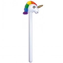 Inflatable Unicorn Stick with Rainbow Mane - 110cm