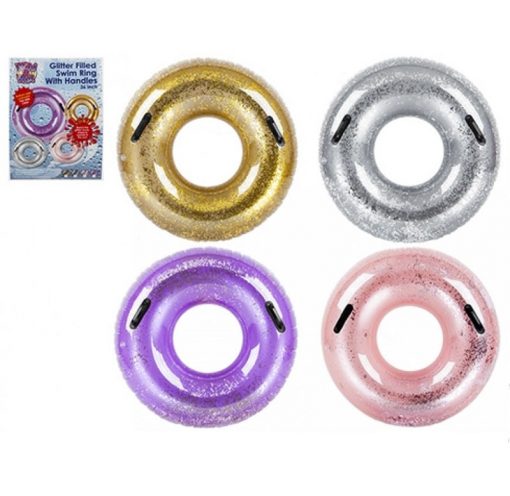 Inflatable Confetti Swim Ring with Handles - 4 Colours - 91cm