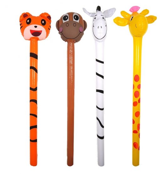 Inflatable Jungle Animal Sticks - Tiger, Zebra, Monkey or Giraffe - 118cm