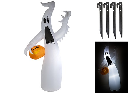 thumbnail image 2 of 8ft Inflatable Ghost With LED Lights – Haunted House Outdoor Halloween Decoration 2 of 6